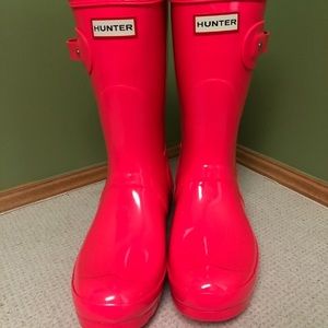 Hunter short pink gloss boots NIB